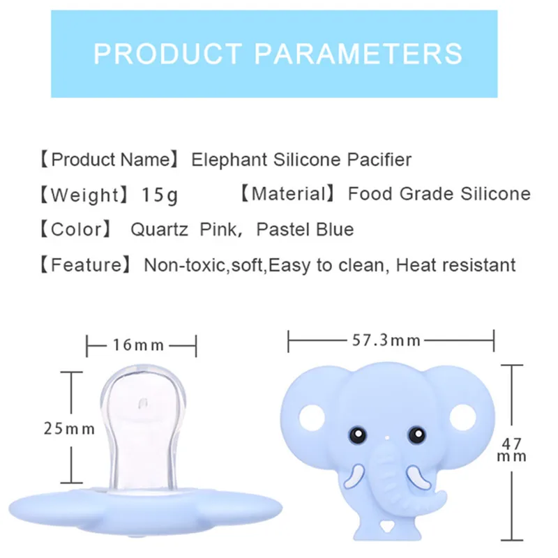 Chenkai Livre Silicone Elefante Chupeta Manequim Mordedor Faça Você Mesmo Bebê Recém-nascido Infantil Enfermagem Jóias Brinquedo Animal Artesanato 5 Pçs Bpa 5 chupeta manequim mordedor diy bebê recém-nascido infantil