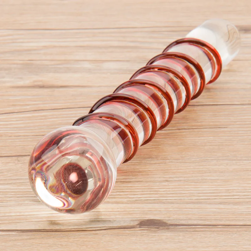 8.5 inches Crystal Pyrex Glass Dildo, Swirl Surface Big Penis Anal Beads Butt Plug Adult Sex Toys for Woman, Sex Products
