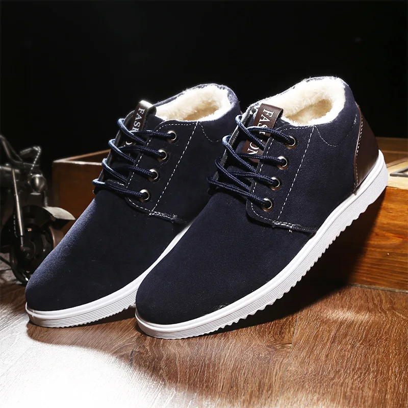 Online Botas de nieve hombres calentamiento tela de encaje hasta tobillo botas invierno mantener caliente antideslizante botas inferiores amantes zapatos Chaussure homme