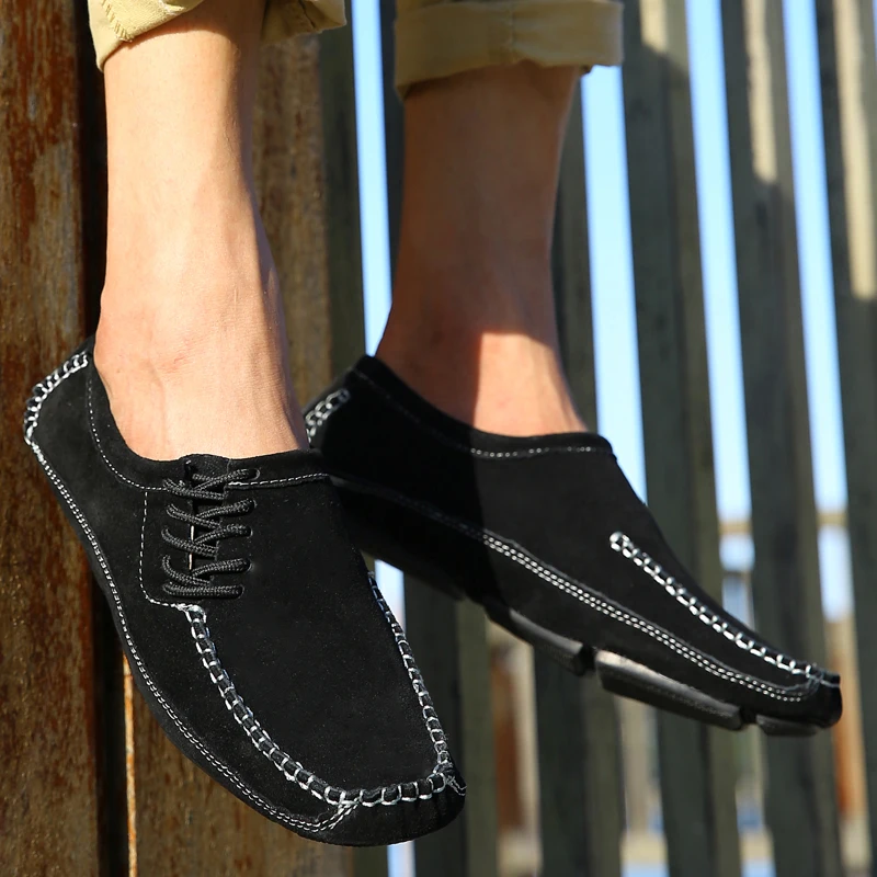 

Plus Driving Shoes Men Loafers Classical 2019 Autumn Flats Shoes Man Breathable Flexible Suede Leather Walking Sneakers Homme