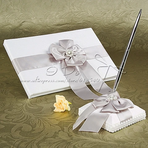 Фото Free Shipping White Wedding Guest Book And Pen Set Decoration Supplies Souvenirs Casamento Lembrancinha | Дом и сад
