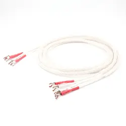 Бесплатная доставка пара occ с серебряным покрытием 8AG HiFi аудио-кабель акустической провода с Y лопатой Connector