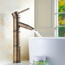 Европейский медный черный бамбуковый стильный кран для раковины под старину, Ретро Бронзовый кран для ванной, смеситель для воды, кран для горячей и холодной воды