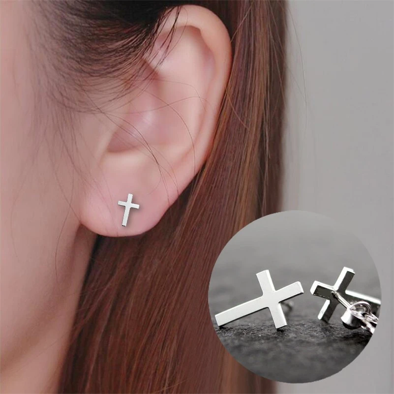 pendientes de tuerca con forma de cruz para hombre y aretes sencillos, joyería de disfraz, regalo de 2017|earrings for women simple|cross stud earringsfashion stud earrings - AliExpress