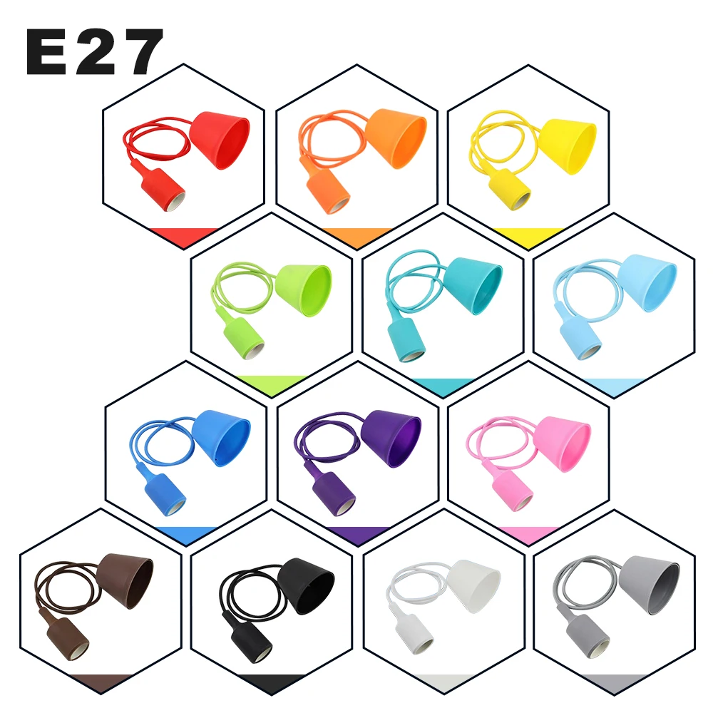 

E27 Personality Colorful LED Lamp Cover Silicone Lamp Holder Lamp Base For Ceiling Pendant Light Shade DIY Decoration Lighting