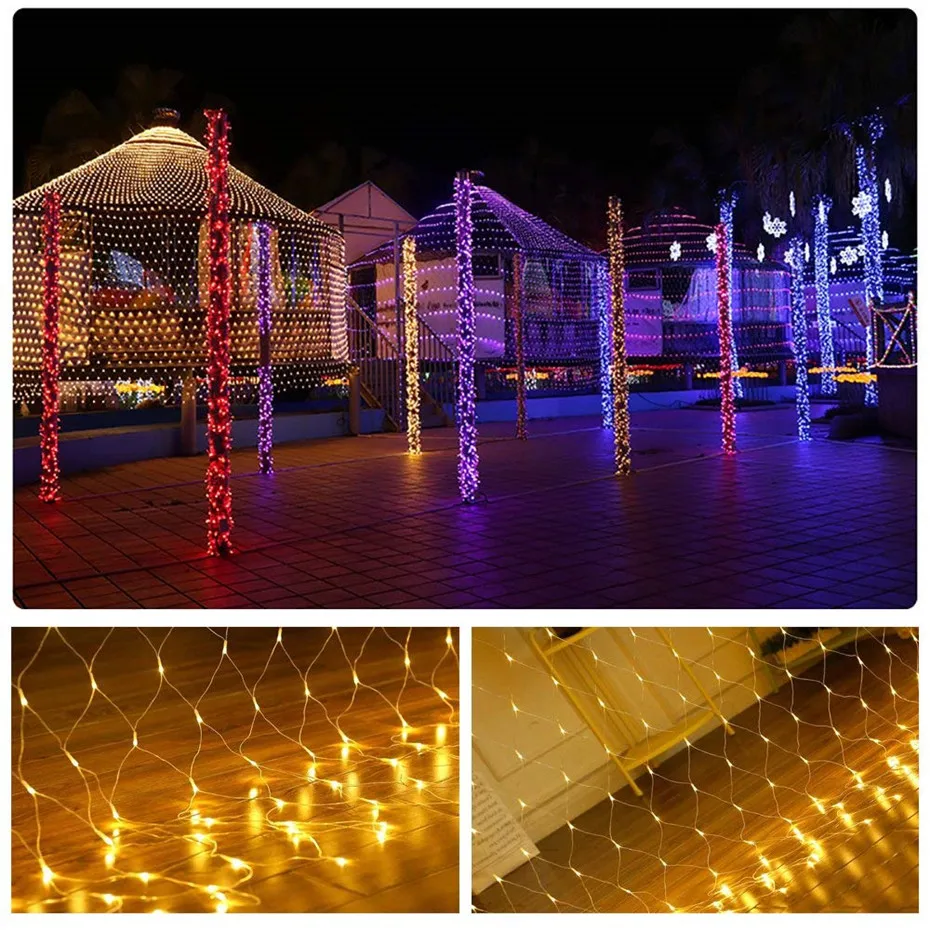 

Led Net Mesh String Lights Christmas Decoration Fairy Lights 8 Modes Waterproof IP65 AC200-240V RGB Blue White Warm White Light