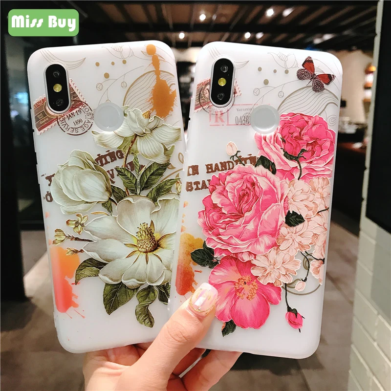 Мягкий ТПУ чехол для Xiaomi mi 8 6X A2 redmi 4X Note 5A Pro Чехол iphone X 7 3D Рельефный цветочный Huawei