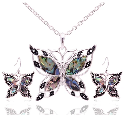 Колье с бабочками и подвеской Free Fan, классические индийские турецкие ювелирные изделия, ожерелье и серьги - Окраска металла: Shell Butterfly