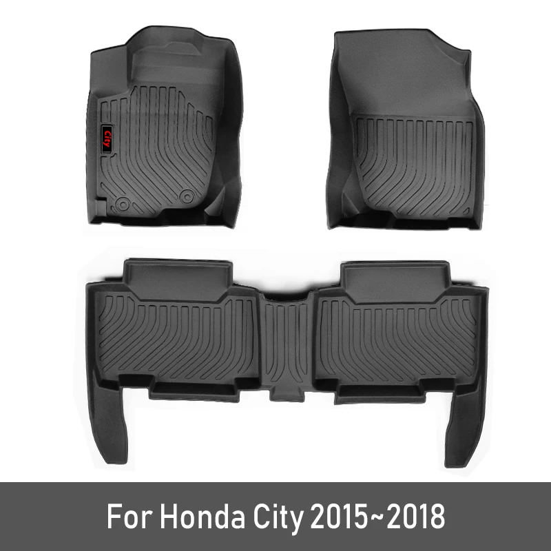 

2019 New TPE Custom Car Floor Mats For Honda City 2015 2016 2017 2018 GM6 Foot Pads Automobile Car Carpet Styling Accessories