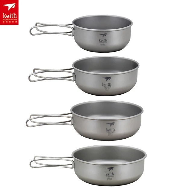 Keith Camping 300ML-600ML Titanium Bowl Folding Bowl lightweight only Ti5323/Ti5326