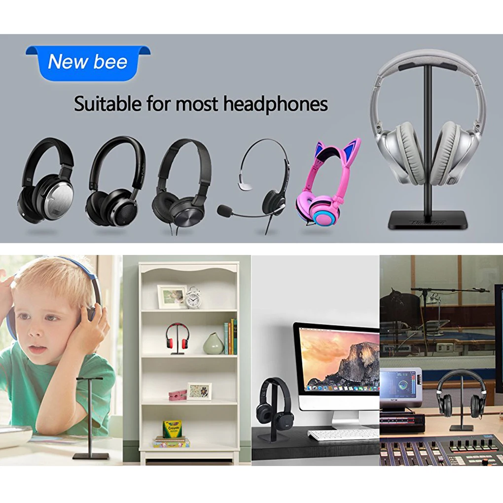 

Headset Holder Headphone Stand Mount Earphone Supporting Bar Base Earbud Hanger for All Size Headphones