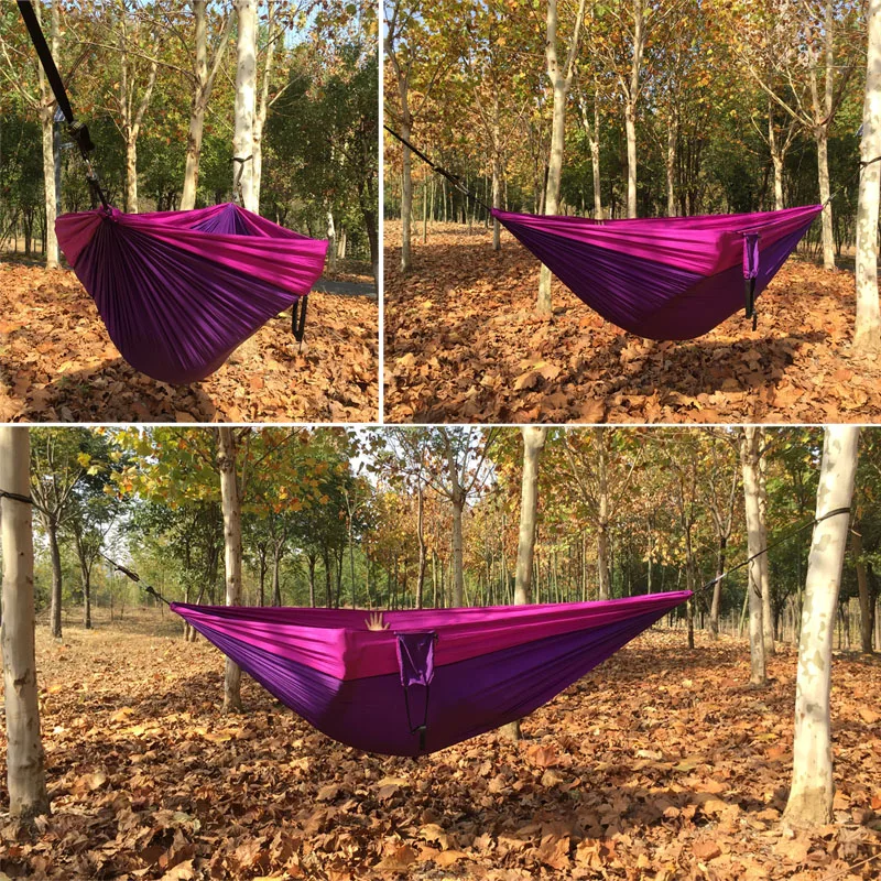 2-3 Person Solid Color Parachute Hammock Camping Survival garden swing Leisure travel Portable Hammock for outdoor furniture