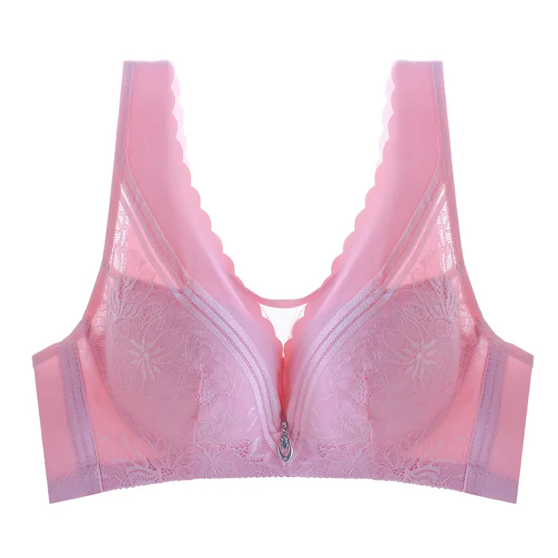 dark pink Xianqifen, минимайзер, сексуальное нижнее белье, жилет, тонкие бюстгальтеры для женщин, плюс, большой размер, бюстгальтер пуш-ап, бюстгальтер для девушек, беспроводное нижнее белье, bh - Цвет: dark pink