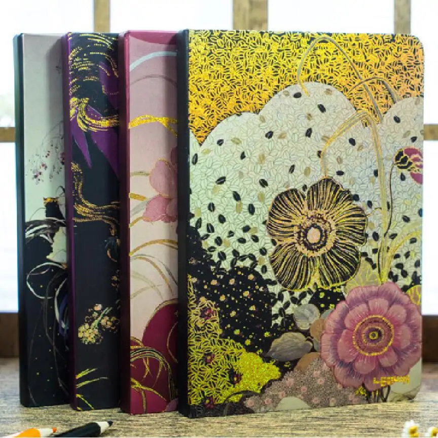 

Retro flower note book A5 A6 H5 Goden edge hardcover notebook school supplies libros y cuadernos diary agenda 2018 planner 32K