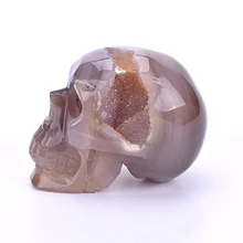 3," хрустальный череп скульптуры натуральный агат геодный резной хрустальный череп коллекция статуи Кристалл Рейки заживление уникальный подарок