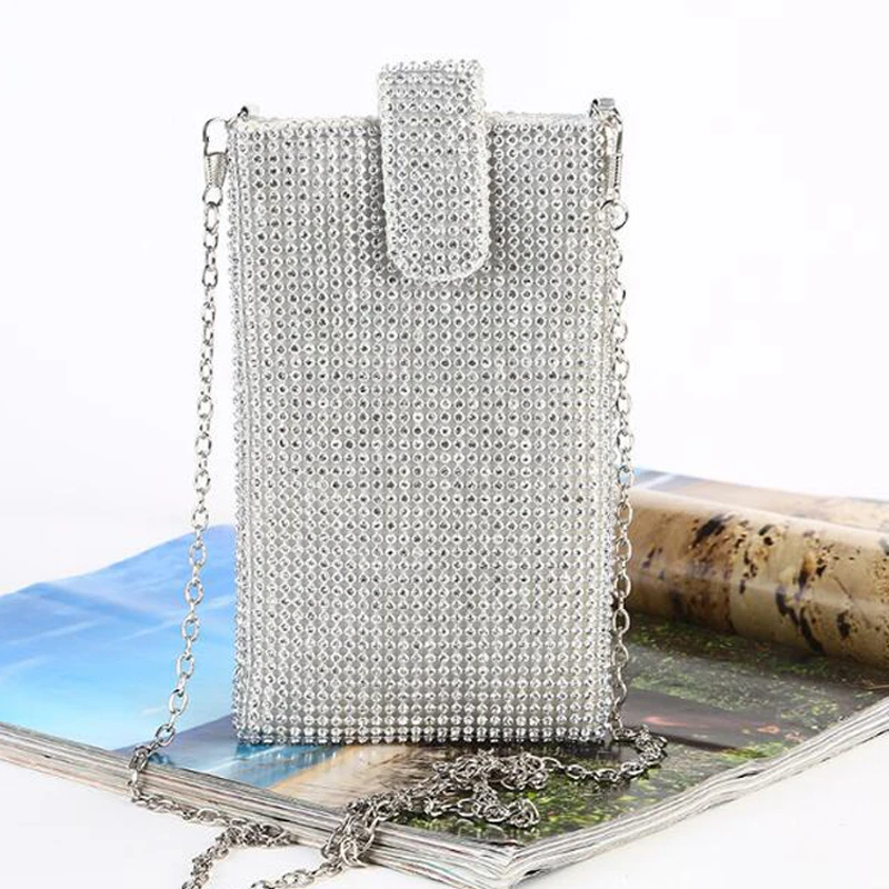 

Evening Handbags Clutch Purses For Woman Metal Mesh Small Crossbody Bag Cell Phone Purse Wallet silver/black/gold