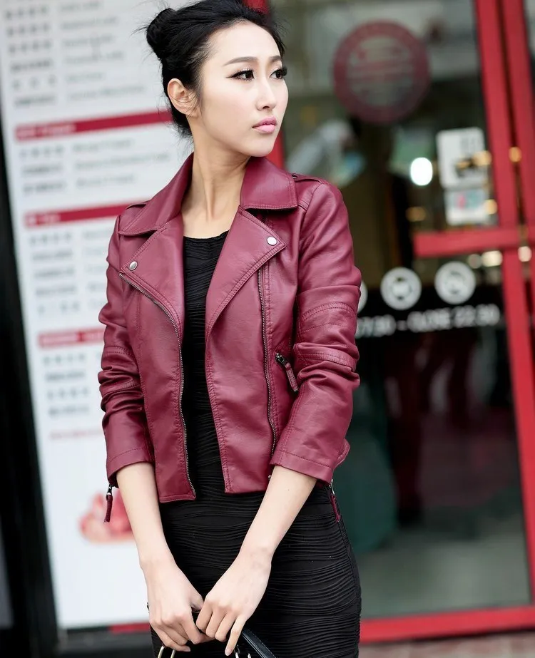 Female 2018 New Design Autumn Pu Leather Jackets Faux Soft Leather Coat Turn-Down Collar Slim Black Zipper Motorcycle Jackets Female 2018 New Design Autumn Pu Leather Jackets Faux Soft Leather Coat Turn-Down Collar Slim Black Zipper Motorcycle Jackets
