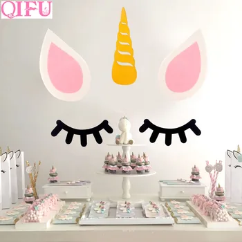 

QIFU Unicorn Decoration Party Wedding Background Stickers Home Decor Living Room Paper Flowers Wall Unicorn Birthday Toy Supply