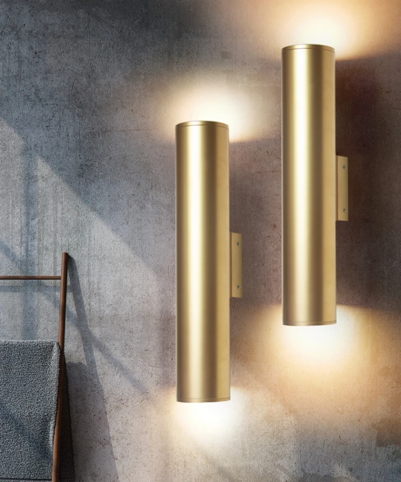 Northern Europe Wall Light Gold Tube Design Wall Lights LED Creative Gold Wall Lamp Loft Bedroom Corridor Bar Coffee Shop Light (1)