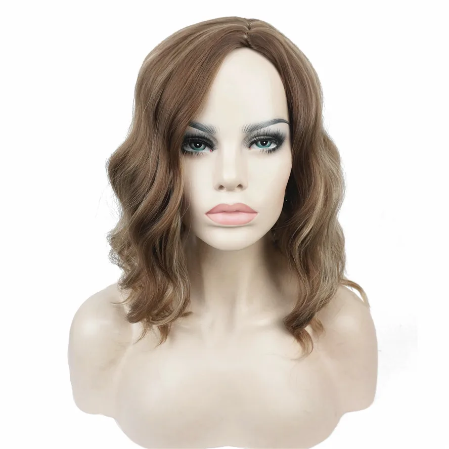 StrongBeauty Medium Bergelombang Wig Brown Dan Blonde Mix Cuts Bob