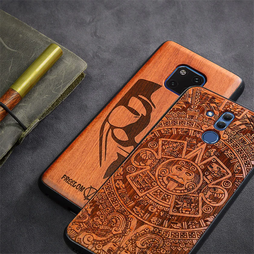 

For Huawei Mate 20 Pro Case Mate 20 Cover Carved wood Case Coque boogic original Huawei Mate 20 Lite 20X Case Customized