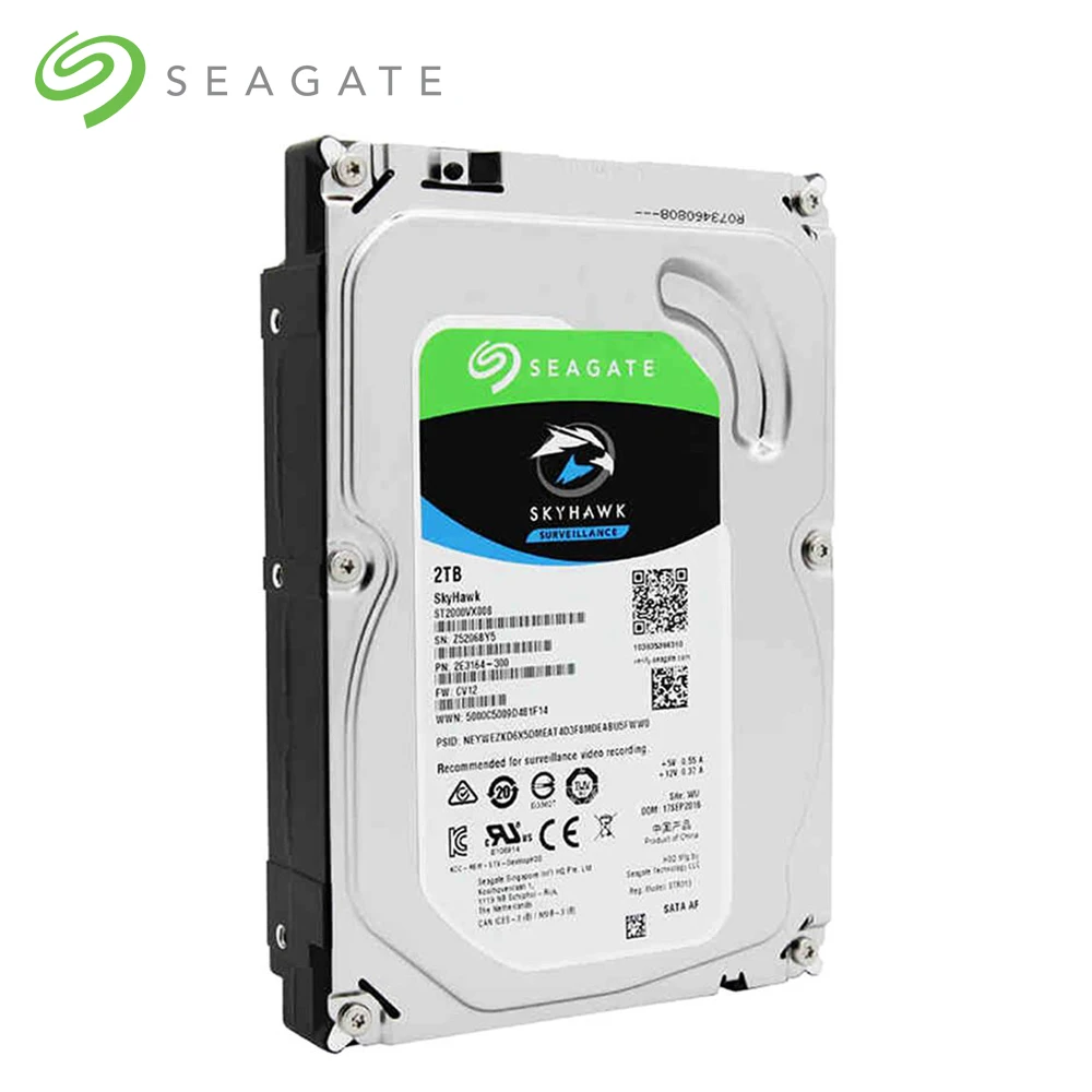 

Seagate SkyHawk ST2000VX008 2TB Surveillance Specialised Storage HDD SATA 6Gb/s 5900 RPM 3.5 Inch - Silver