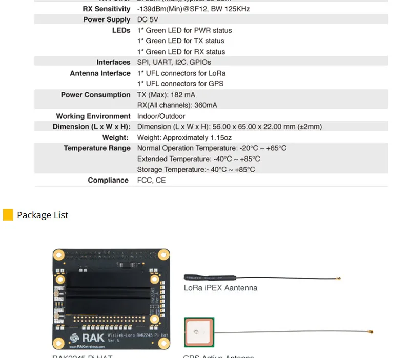 RAK2245 Pi HAT LoRaWAN концентратор модуль шлюз OS WisLink LoRa плата с Raspberry Pi на основе SX1301 gps антенна Q193