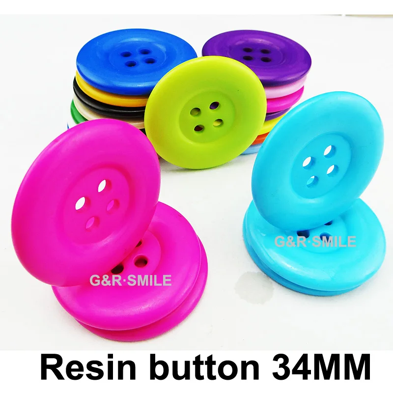 

15PCS 34MM 4-Holes colors Dyed RESIN buttons coat boots sewing clothes accessories R-038