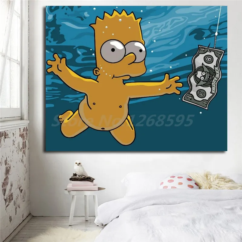 Money Nirvana Parody The Bart Simpson Wallpaper Art Canvas Poster - money nirvana parody the bart simpson wallpaper art canvas poster painting wall picture print home bedroom decoration no frame in painting calligraphy