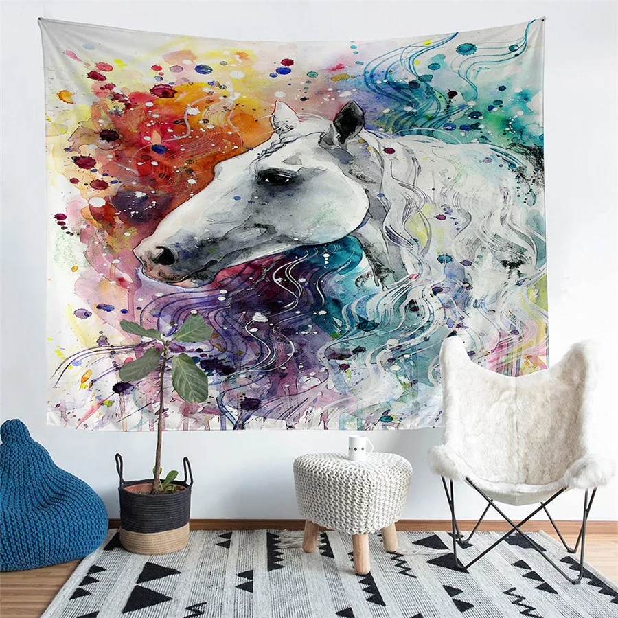 

HELENGILI Home Furnishing Abstract Animal Tapestry Wall Hanging Sandy Beach Picnic Throw Rug Blanket Camping Tent Sleeping Pad