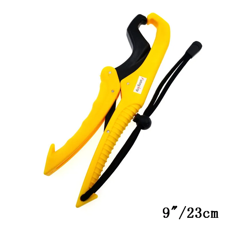 Yellow 23cm Практичный рыболовный захват, инструмент, захват для рыбы, плоскогубцы, контроллер, АБС-пластик, держатель для снастей, зажим для рыбы с регулируемой веревкой - Цвет: Yellow 23cm