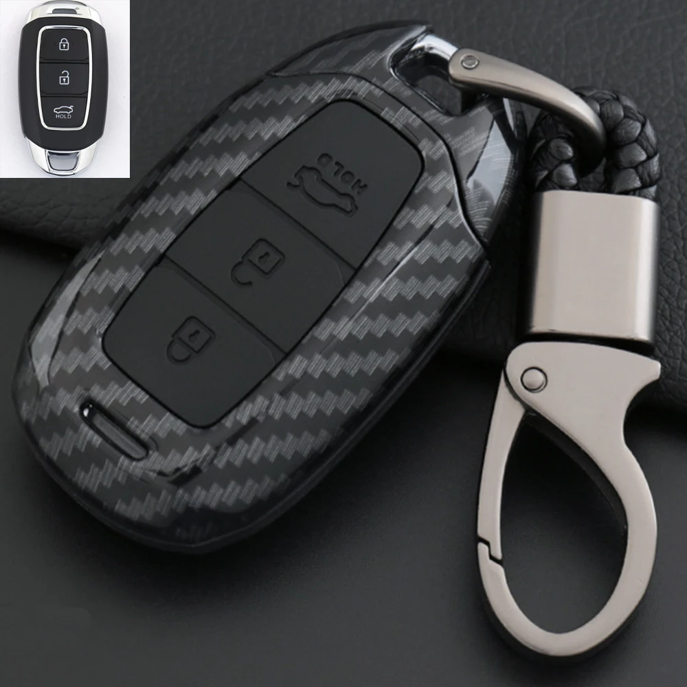 OkeyTech углеродное волокно силиконовый чехол для ключей от машины для hyundai i30 Ix35 Solaris Azera Elantra Accent Santa Fe Verna чехол