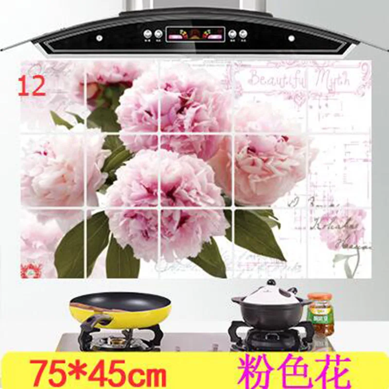 12 1 шт., 75*45 см, наклейки на стену для кухни, дымовая выхлопная фольга, масляная наклейка, домашний декор, художественные аксессуары, декор для спальни, 8z - Цвет: 12