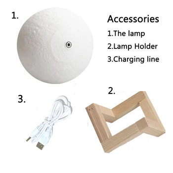 Dropship 3D Print Rechargeable Moon Lamp LED Night Light Creative Touch Switch Moon Light For Bedroom Decoration Birthday Gift 3