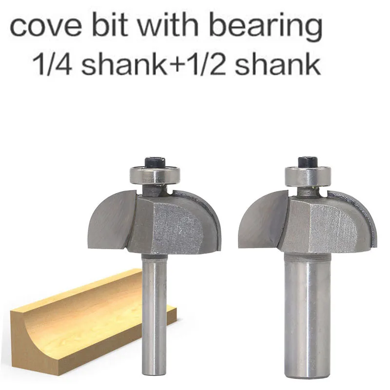 

1Pc 1/2" 1/4" Shank Round Nose Corner Rounding End Mills Tungsten Carbide Round Grooving Cove Box Router Bit For Wood