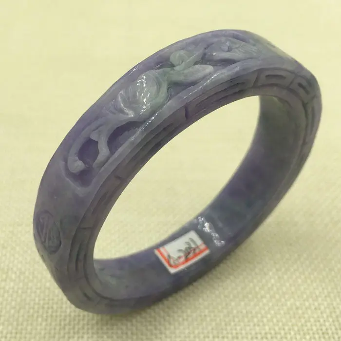 

A-2031 Chinese Hand-carved Lavende Purple Jadeite Jade Gems Bangle Bracelet 61mm 28% 10.13