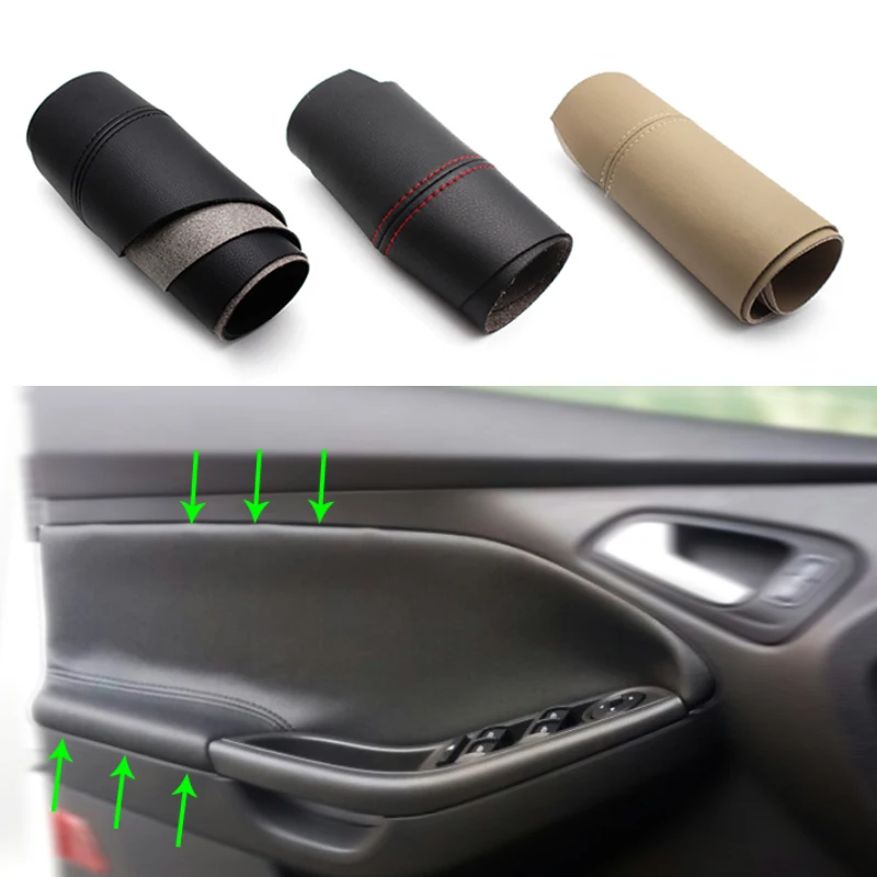 

For Ford Focus 2012 2013 2014 2015 2016 2017 2018 2pcs/set Car Door Handle Panel Armrest Microfiber Leather Cover