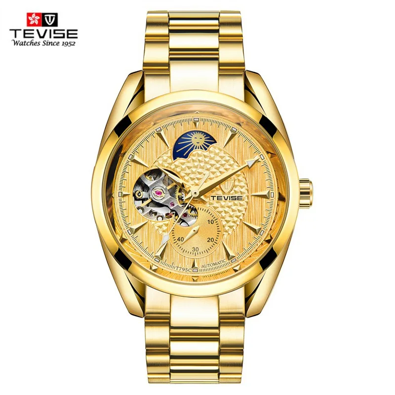 TEVISE Watch Men Moon Phase Mechanical Watches Luminous Automatic Watch Waterproof Steel Fashion Business Wristwatches Male (25)