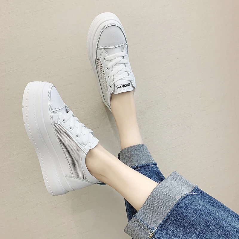 

Women Casual Shoes 2019 Summer Breathable Mesh Platform Shoes Women Sneakers Ladies White Trainers Chaussure Femme