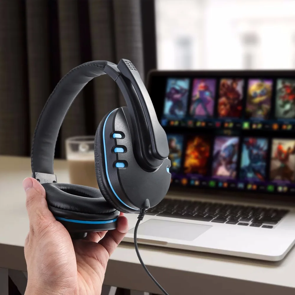 SOONHUA 3 5mm Wired Ergonomic Soft Pad Earphone Gaming Headset Super Low Bass Headphone With HD Microphone For PS4 Smartphone PC