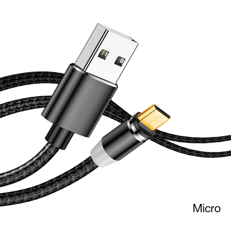 Магнитный usb-кабель светодиодный Micro Магнитный usb-кабель type C для зарядки Apple IPhone X 7 8 6 Xs Max XR samsung xiaomi huawei шнур - Цвет: For Micro Black