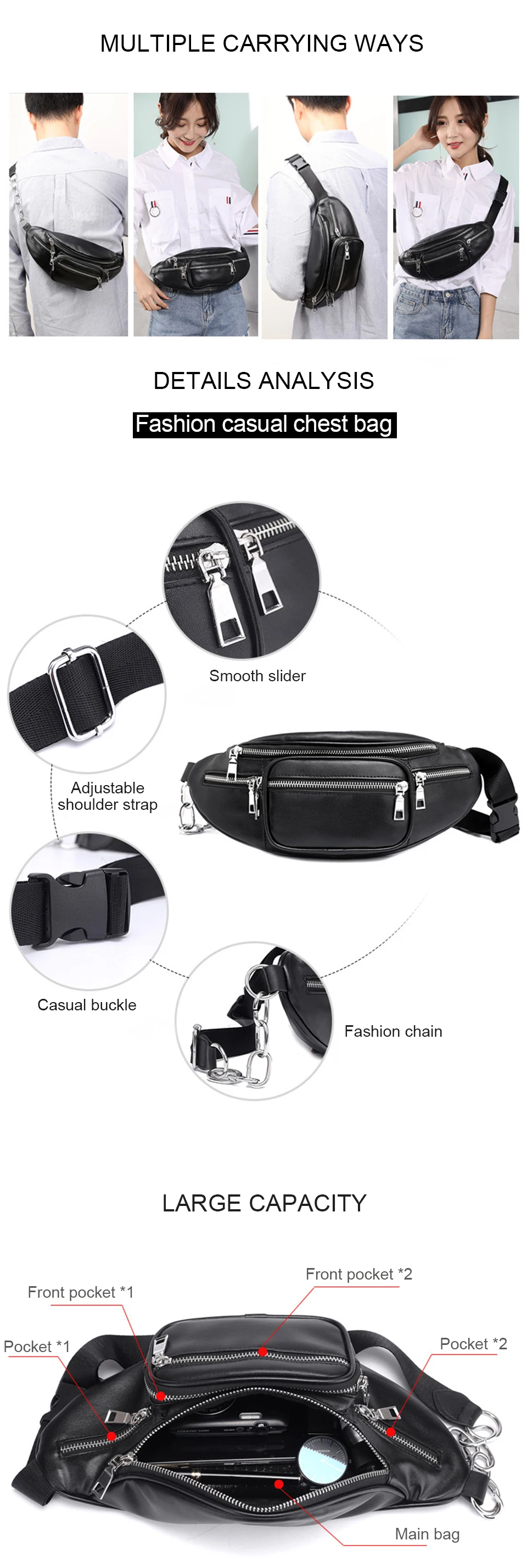 Waist Packs PU Leather Waist Bag Fashion Women Pouch Fanny Pack Men Belt Chest Bum Bags Money Nerka Heuptas Mobile Phone Pochete (2)