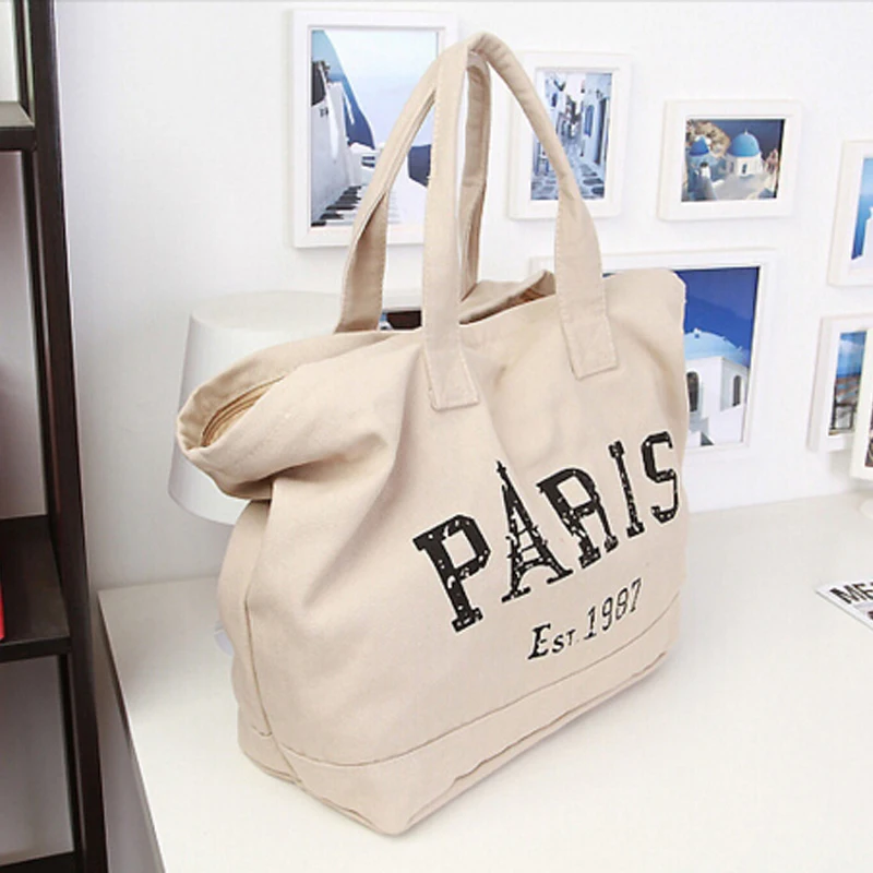 جديد الأزياء الكورية الأبجدية باريس حقيبة قماش قنب حقيبة كتف المرأة حقيبة يد حقيبة ساع أعلى-حقائب بيد