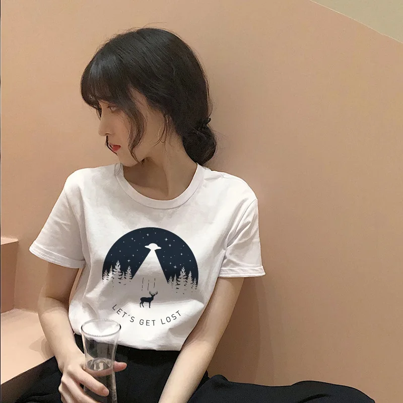 Летняя женская новая модная повседневная футболка с короткими рукавами и принтом в виде мультяшных букв в стиле Харадзюку, S-2XL - Цвет: 4