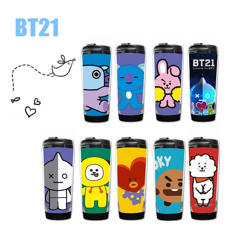 Новый Kpop BTS Bangtan обувь для мальчиков bt21 вентиляторы клуб Harajuku стиль бутылка посуда напитков Нержавеющая сталь двойной слои изображения кофе