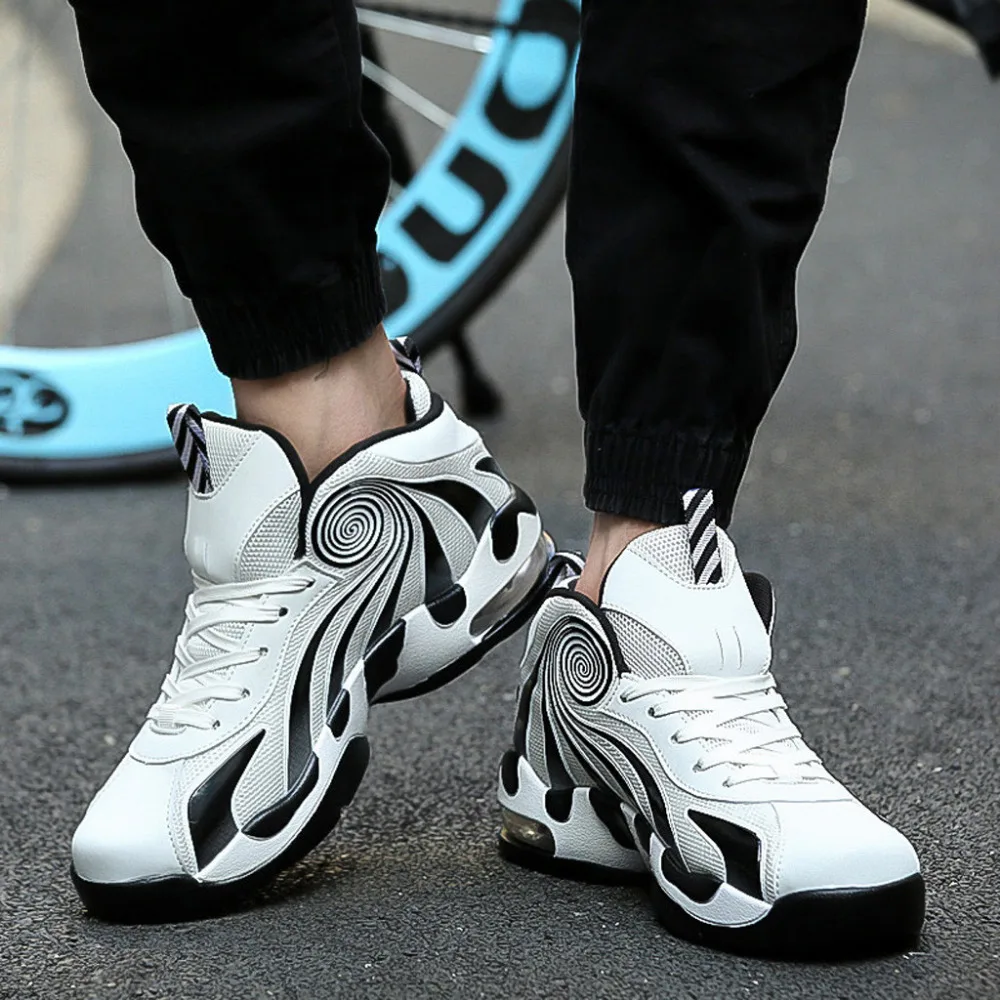 2019 Men's shock-absorbing non-slip basketball shoes fashion comfortable breathable sneakers basketball shoes high top 40J1 (8)