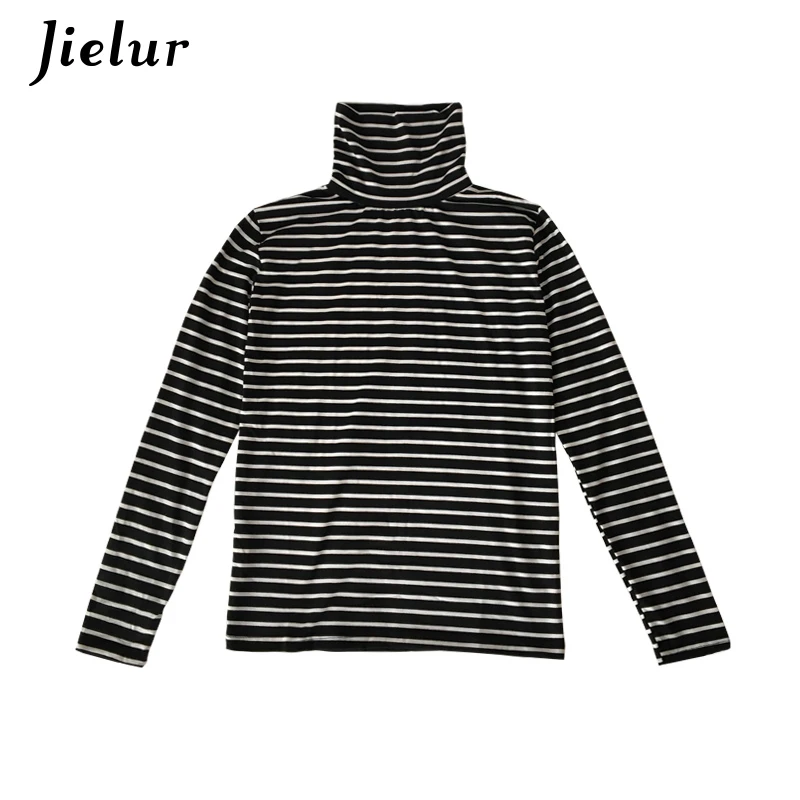 Jielur Ulzzang Harajuku Stripe Long Sleeve T Shirt Women High Quality Korean Style Basic Tshirt Autumn Chic Slim Tee Shirt Femme Tops