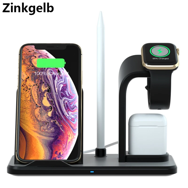 

3 in 1 Wireless Phone Charger for iPhone XS Max 10W Qi Fast Charging Wireless Charging Stand for AirPods 1 2 Apple Watch 1 2 3 4