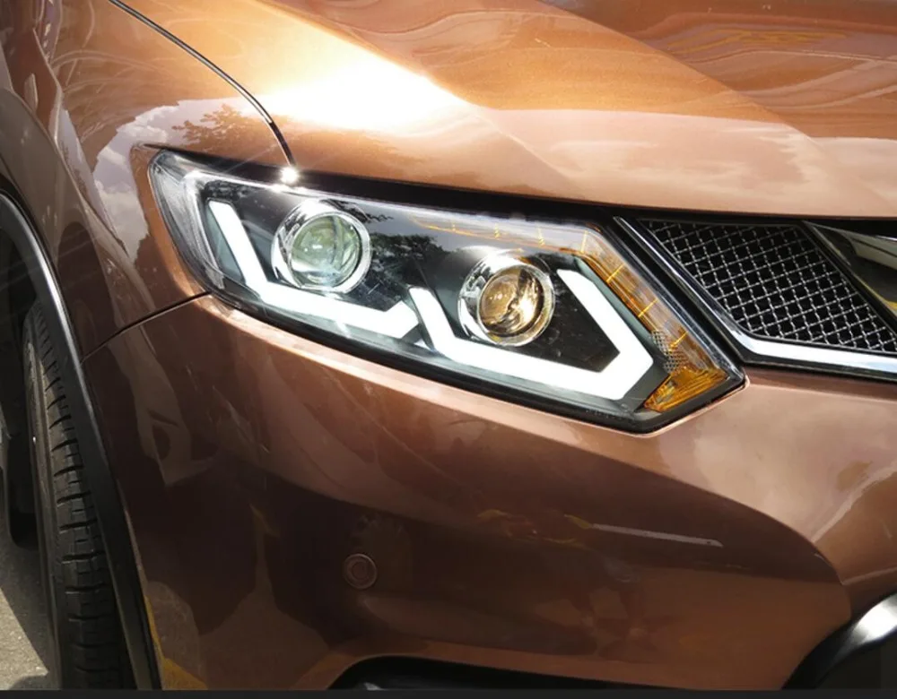 2 шт. светодиодный фары для Nissan X Trail 2017 Автомобильный свет двойной ксеноновые