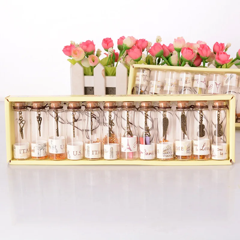 Creative Cute Mini Clear Glass Cork Stopper Wishing Drifting Bottle Vial Jar Retro Home Decor Birthday Gift 12pcs glass bottles,mini glass bottles